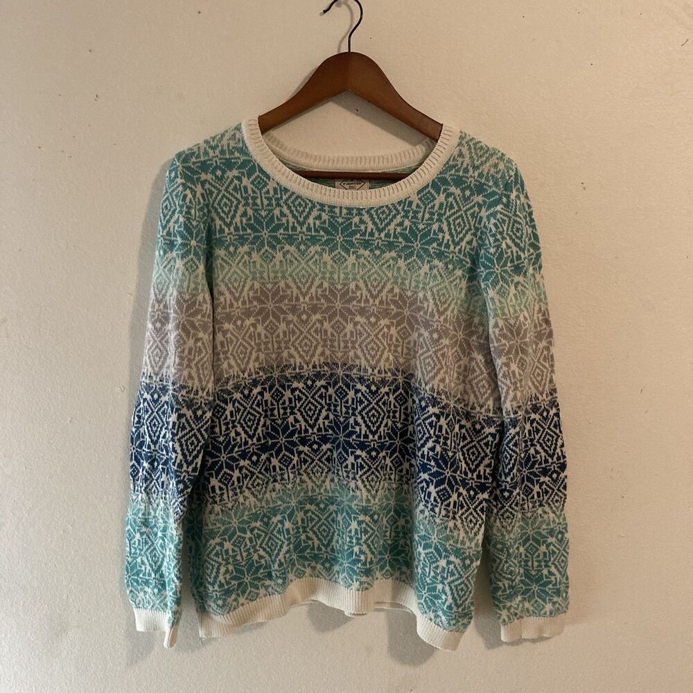 St JOHN'S BAY multicolor geometric crew neck long sleeve pullover sweater XL